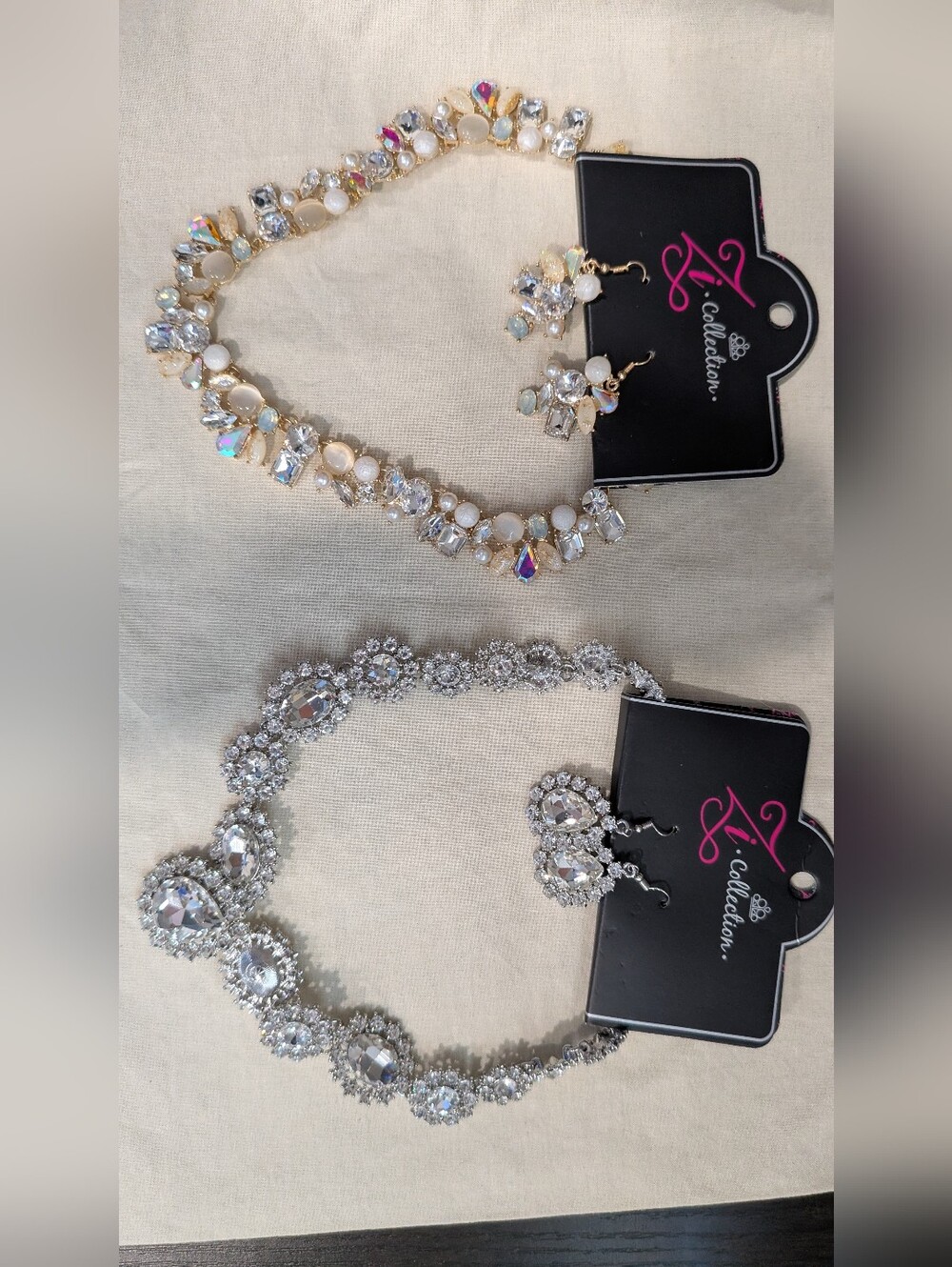 Paparazzi Gold & Silver Crystal Necklace Sets with Opalescent Accents